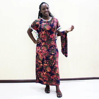 2019 Naujas Mados Dizainas, plonas Trumpas Rankovės Afrikos Dashiki Pieštuku Suknelė Pompom Geltonas Spalvingas Kutas Suknelės Panele