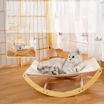 Katė spyruoklinis hamakas lova dvejopo naudojimo mediniai katė supamoji kėdė, four seasons universalus nuimamas ir plaunamas daugiafunkcinis katė lova