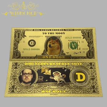 10vnt/daug Gražus, Spalvingas BTC Bitcoin Dogecoin 1 100 Banknotų į 24k Auksu Surinkimo
