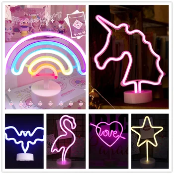 Sienos Kabo Žibintai LED Neon Lempos USB Įkrovimą, Neoninės Šviesos Ženklas Popsicle Vaivorykštės Juostą Neoninis Ženklas Šviesos Šalis, Miegamojo Puošimas
