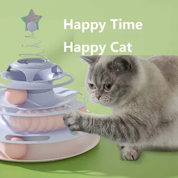 Kačių Žaislai Pasukami Kamuolys Pet Žaislas Tower Takelius 3 Sluoksnių Splicable su Nuimamais Kamuolys Funny Cat Žaislai