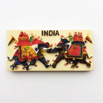 QIQIPP Indijos tradicinės dramblių karo dažytos turizmo atminimo amatų magnetinis lipdukas šaldytuvas