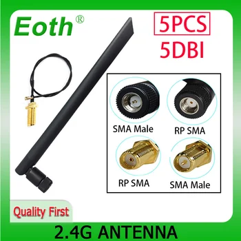 EOTH 5vnt 2.4 g 5dbi antenos sma male wlan wifi 2.4 ghz antene IPX ipex 1 SMA female galiuku ilgiklis di modulis, antena
