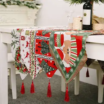 KALĖDŲ Dekoro Santa Claus ir Kalėdų mezgimo audinys vėliavėlę kūrybos Kalėdinė staltiesė stalo apdaila namo apdaila