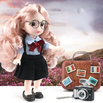 16cm BJD Doll Kilnojamojo Bendras Lėlės, Imitavimo Kameros Fotografijos Rinkinys Bjd Žaislas Little Girl Dress Up Make Up Žaislai Mergaitėms Dovanų Lėlės