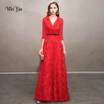 weiyin Vyno Raudona Vakaro Suknelės 2023 Elegantiškas Nėrinių Vakare Chalatai Ilgai Oficialią Vakaro Aprangos Stilių Moterų Prom Šalis Suknelės WY1165