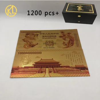 1000000000000RMB kinijos tipas Drakonas ir Feniksas Aukso banknoto dizainas YIWANYI Banknotą su medinėje dėžutėje