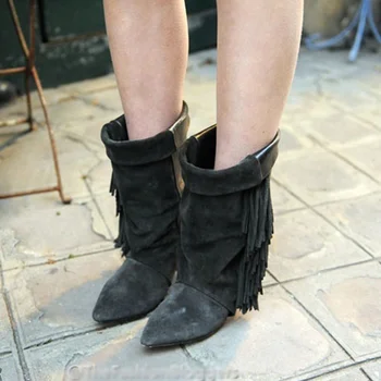 Naujausias pažymėjo tne moterų batai aukštos kokybės žiemos naujų mados batai kulkšnies aukšto kulno kutas juoda pilka mised-spalvos