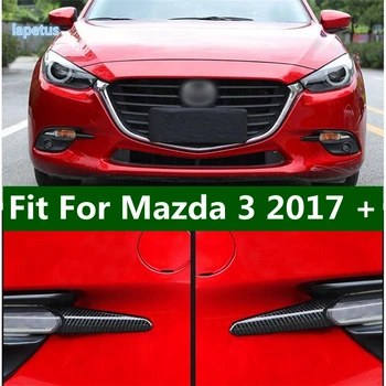 Anglies Pluošto Išvaizdą, Priekiniai Galvos Rūko Žibintai Žibintai Vokų Antakių Padengti Apdaila 2VNT Tinka Mazda 3 2017 2018 Raudona Auto Priedai