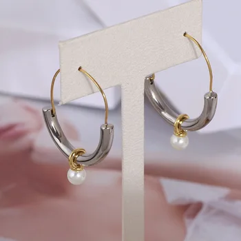 Nišą dizainas paprastas, priešingai gėlavandenių perlų pakabukas stilingas dviejų dėvėti auskarai moterims