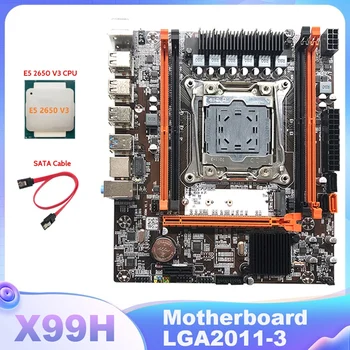 X99H Plokštė LGA2011-3 Kompiuterio Plokštę Paramos Xeon E5 2678 2666 V3 Serijos CPU Su E5 2650 V3 CPU+SATA Kabelis