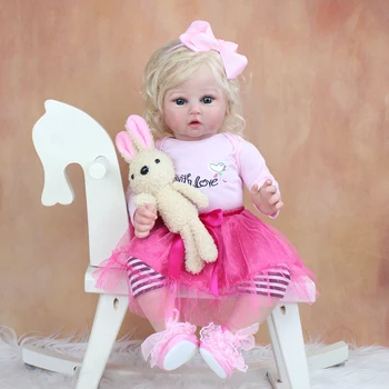 3D-Dažų Odos Minkštas Silikoninis Reborn Baby Girl Realus 60 CM, Šviesūs Plaukai Princesė Bamblys Meno Lėlė Su Kraujagyslių Ilga Suknelė