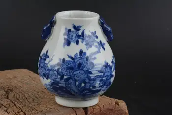 Antikvariniai Chinease QingDynasty porceliano vaza,ELNIAI,balta ir mėlyna, gėlių,geriausia kolekcija ir puošmena, Nemokamas pristatymas